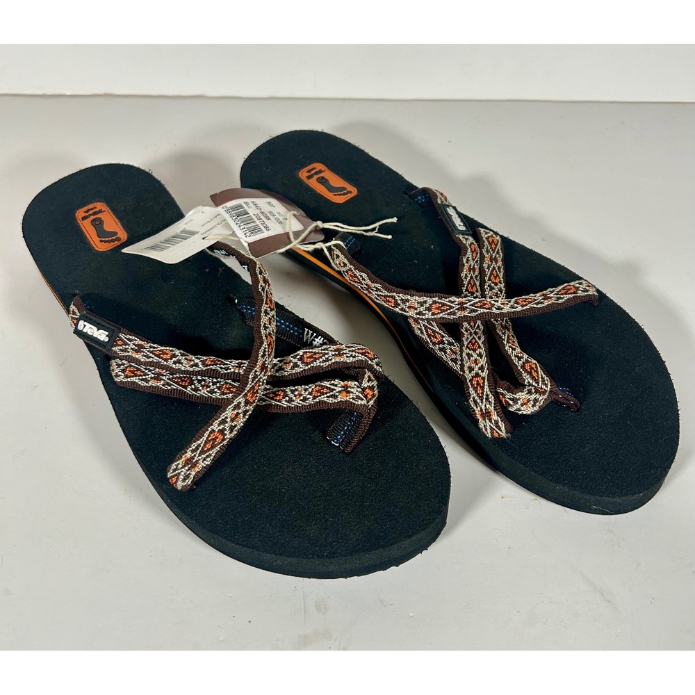 Teva Olowahu Mush Flip Flops Womens 7 Method Brown Strappy Sandals 6840 NWT